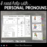 Personal Pronouns Worksheets and Clothespin Clip Cards