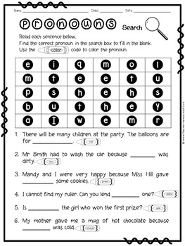 Personal Pronouns Worksheets for Beginners by Teacher Mama School