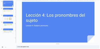 Preview of Personal Pronouns in Spanish - Presentation and Guided Notes