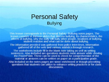 Preview of Personal Safety: Bullying PowerPoint