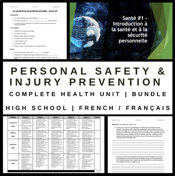 Preview of Personal Safety & Injury Prevention Health/Santé Unit Bundle - French/français