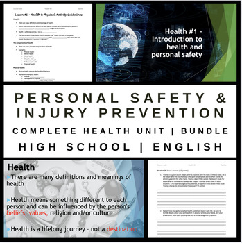 Preview of Personal Safety & Injury Prevention Health Unit Bundle - Health - English