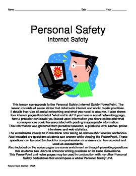 Preview of Personal Safety: Internet Safety Notes Pages