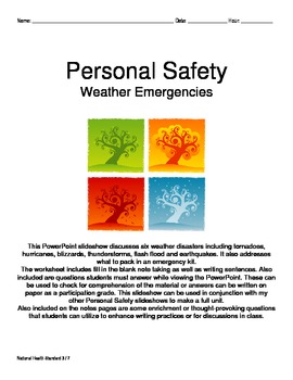 Preview of Personal Safety: Weather Emergencies and Natural Disasters Notes Pages
