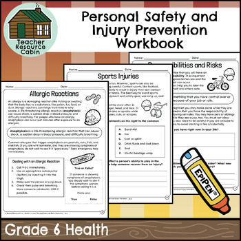 Preview of Personal Safety and Injury Prevention Workbook (Grade 6 Ontario Health)