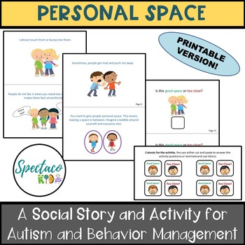 Preview of Personal Space A Social Story for Autism and Behavior Management Printable