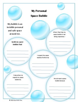 Preview of Personal Space Bubble WORKSHEET *NOT A LESSON!  PBIS SEL Character Ed
