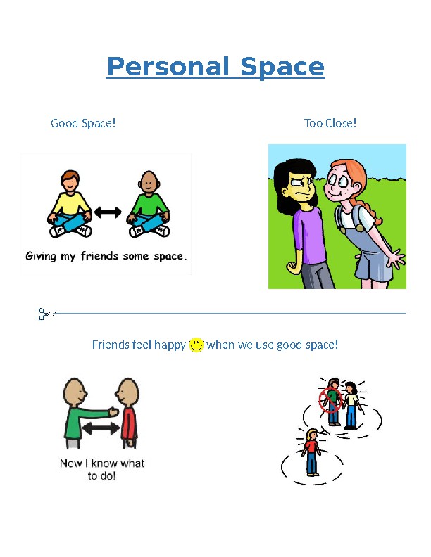 personal space social story and cut n paste activity for