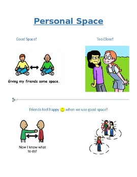 Preview of Personal Space Social Story and Cut-n-Paste Activity for Preschool or Autism