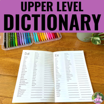 Preview of Personal Spelling Dictionary Upper Grade Word Lists Printable Student Dictionary