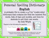 Personal Student Dictionary: English Version with Fry Words