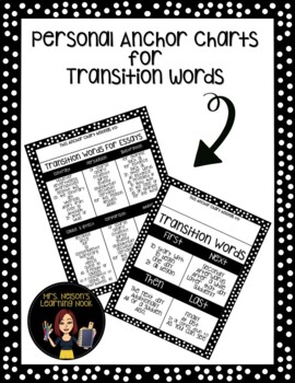 Preview of Personal Transition Words Anchor Charts
