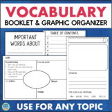 VOCABULARY 4 Square Graphic Organizer & Booklet Vocabulary