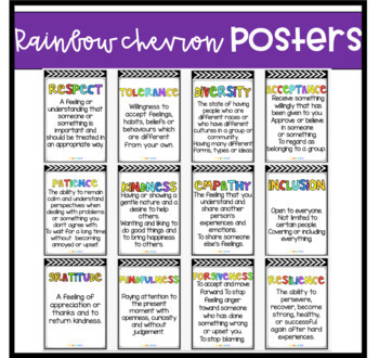 Personal Values Posters- Rainbow Chevron by Cath's Classroom | TpT
