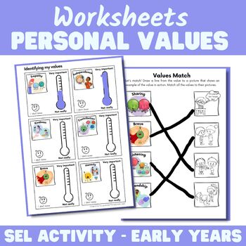 Preview of Personal Values Worksheets - Early Years - K-Grade 3 - SEL activities