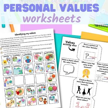 Preview of Personal Values Worksheets - Grade 4-7 - Social & Emotional Learning