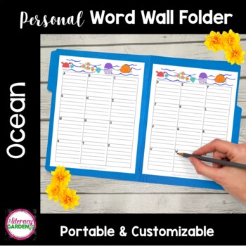 Preview of Personal WORD WALL Folder - OCEAN Themed