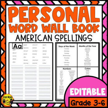 Preview of Personal Word Wall Book North American Version