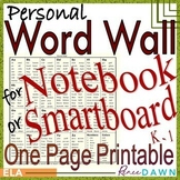 Personal Word Wall - Word Wall Printable for Kindergarten 