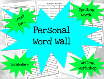 Preview of Personal Word Wall - Writing Workshop, Vocabulary, Spelling Words