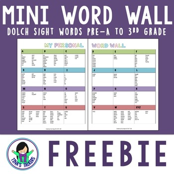 Preview of Printable Word Wall/Sight Word Dictionary - FREEBIE