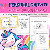 Writing Journal for Girls, affirming words, coloring, reflection