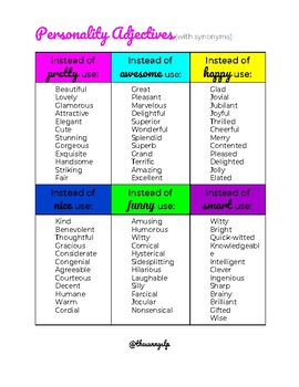 list of personality adjectives
