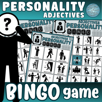 Preview of Personality Adjectives Character Traits Vocabulary BINGO Activity Game