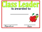 Class Leader Certificate: Personality Awards