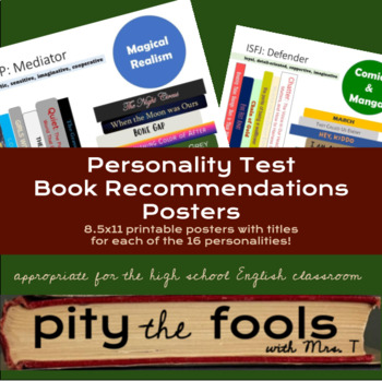 Preview of Personality Test Book Recs MINI POSTERS for High School