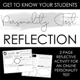 Personality Test Reflection Activity: Build Class Community - Back to School