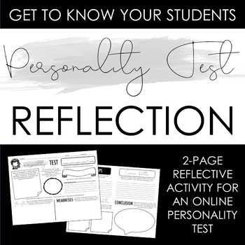 Preview of Personality Test Reflection Activity: Build Class Community - Back to School
