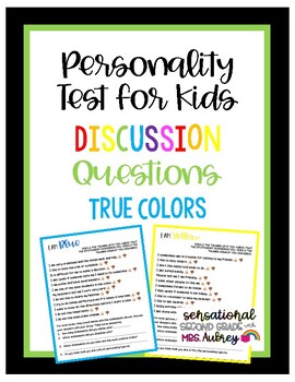 Preview of Personality Test for Kids Discussion Questions- What Color are YOU?