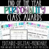 Personality Trait Class Certificates | End of the Year Stu