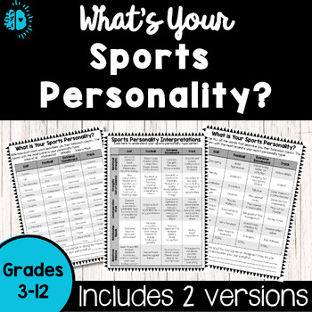Preview of Personality Type Quiz-Sports | Get to Know You Inventory Test | Back to School