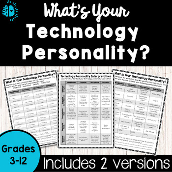 Preview of Technology Personality Type Quiz | Get to Know You Inventory | Back to School
