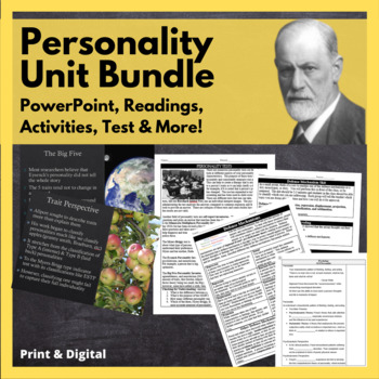Preview of Personality Unit for Psychology: PPT, Test w/ Study Guide, Activities & More!