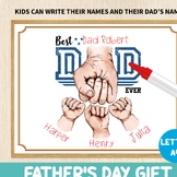 Personalized Dad Gift, Dad & Children Fist Bump Poster, Fa