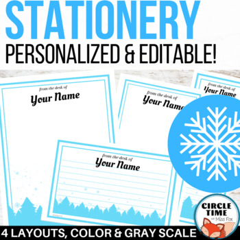 Preview of EDITABLE Stationery, Parent Letter Templates, Winter Stationary with Snowflakes