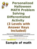 Halloween Personalized MATH Common Core Problem Solving Di