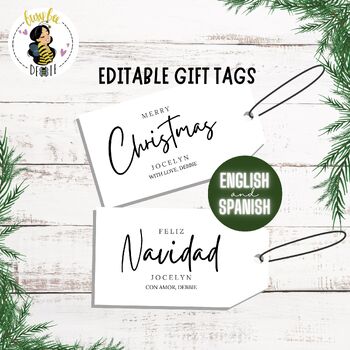 Preview of Personalized Printable Christmas Gift Tags | Feliz Navidad Holiday Tags