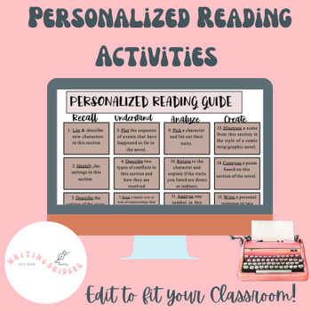 Preview of Personalized Reading Calendar - EDIT TO FIT YOUR CLASSROOM