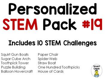 Preview of Personalized STEM Pack #19 - 10 Engineering Challenges