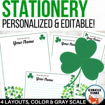 Preview of EDITABLE Stationery, Parent Letter Templates, St Patrick's Day Stationary