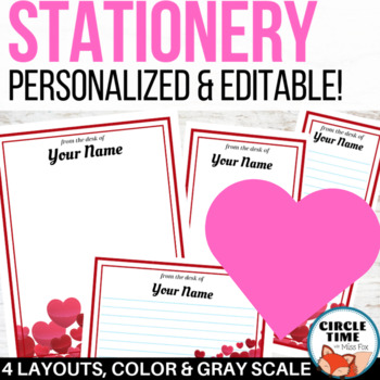 Preview of EDITABLE Stationery, Parent Letter Templates, Valentine's Day Stationary