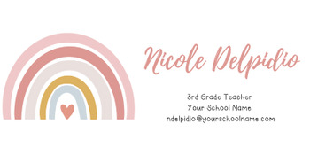 Preview of Personalized Teacher Email Signature | Boho Rainbow