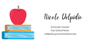 Preview of Personalized Teacher Email Signature | Book Stack | Apple |