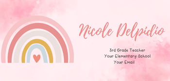 Preview of Personalized Teacher Email Signature | Pink Boho Rainbow