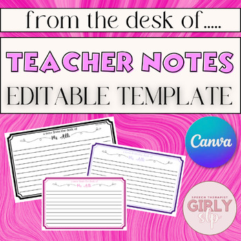 Preview of Personalized Teacher's Note, Editable Canva Template