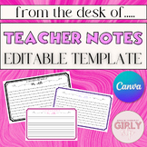 Personalized Teacher's Note, Editable Canva Template